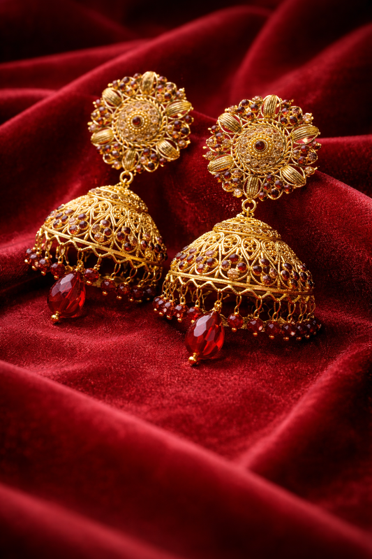Gold Jhumka Earrings