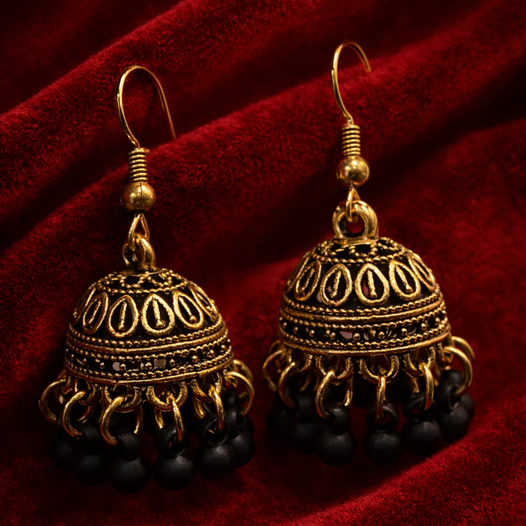 Royal Black Traditional Jhumkas