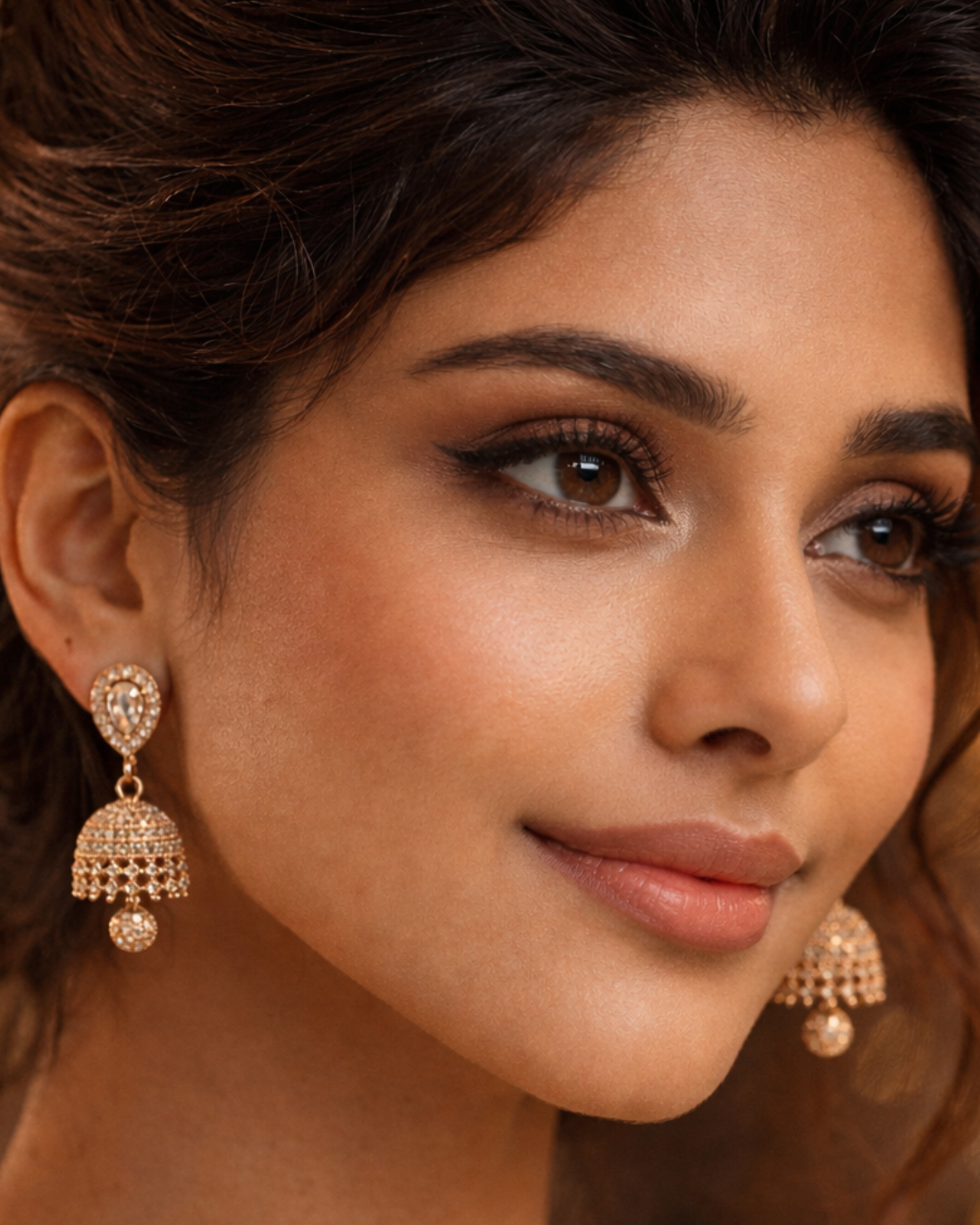 Royal Mughal Rose-Gold Jhumkas