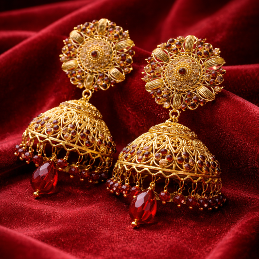 Gold Jhumka Earrings